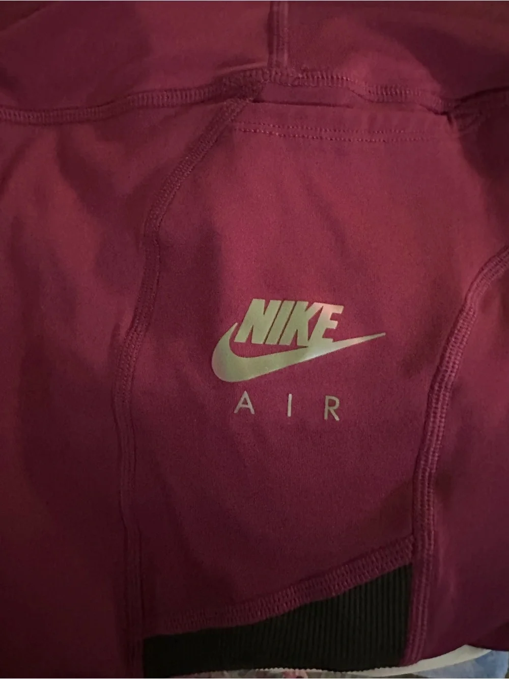 Nike Air Dri-FIT Women’s Large Running Leggings Purple Black Mesh Zip Pockets